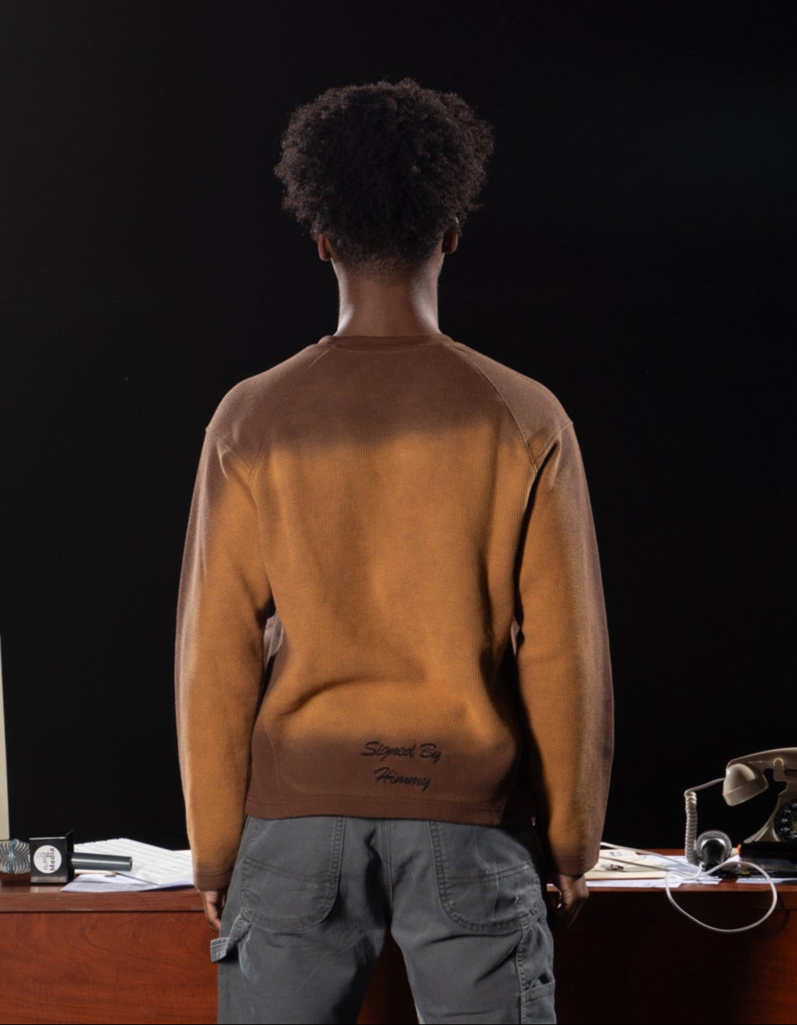 "Harmonizing Myself" Brown Waffle Knit Long Sleeve&nbsp;